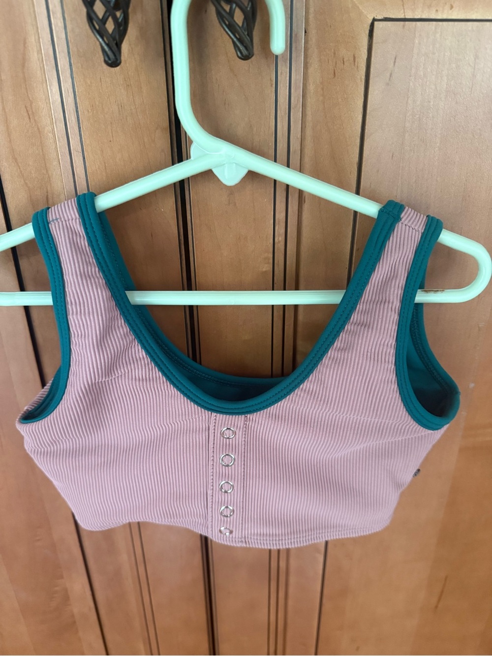 Tiger Friday CXL bra - Ribbed Tank Crop Top in Mauve with Teal Trim